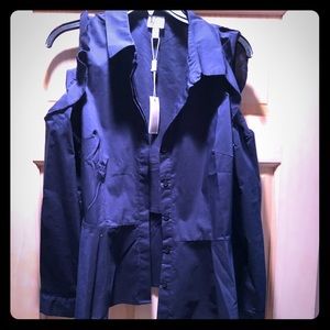 Navy blue cold shoulder top